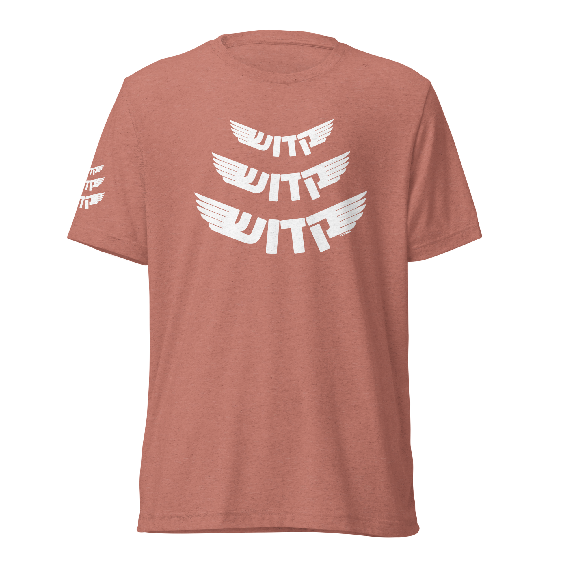 Terse Verse Christian Tee: Holy Holy Holy
Mauve t-shirt with white design/print on chest that reads "Holy Holy Holy" in Hebrew.
Men's Tee / Unisex
Mockup of front.