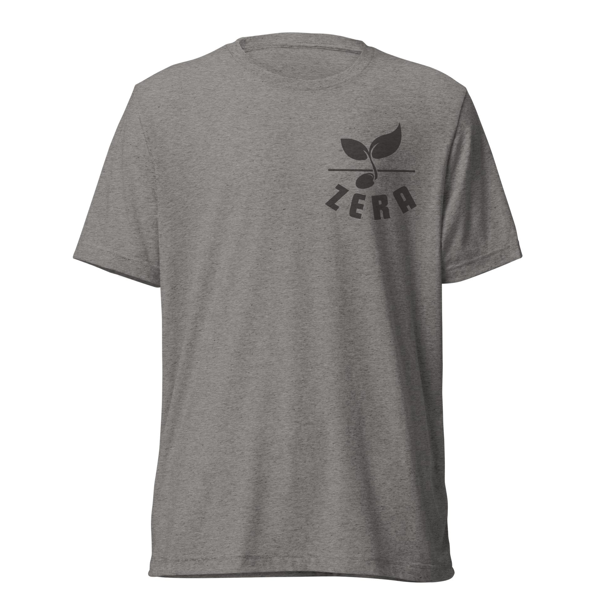 Terse Verse Christian Tee: Zera
Grey t-shirt with brown design/print on left chest that reads "Zera" and features a sprouting seed.
Men's Tee / Unisex
Mockup of front.