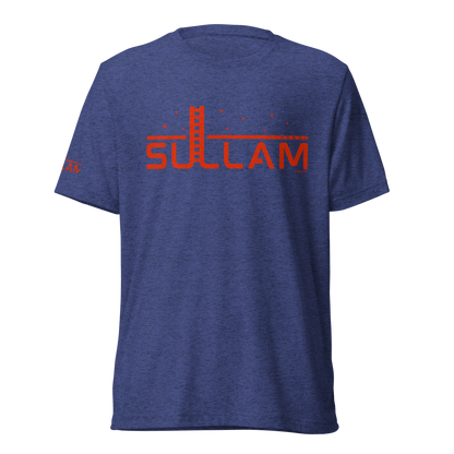 Terse Verse Christian Tee: Sullam
Light navy blue t-shirt with red design/print on chest that reads "Sullam" and features a ladder, stars, and the Strong's Concordance Hebrew number H5551.
Men's Tee / Unisex
Mockup of front. 