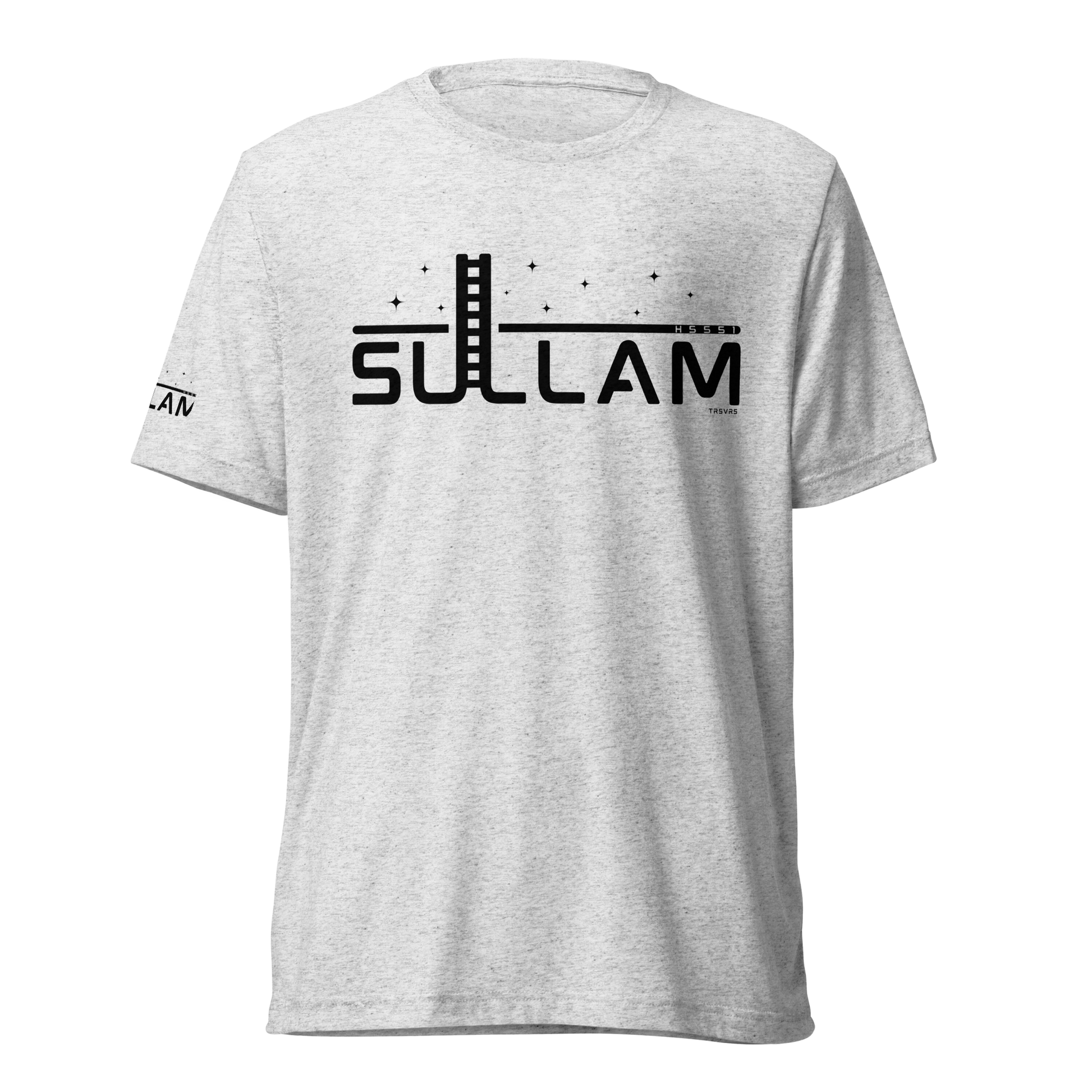 Terse Verse Christian Tee: Sullam
White t-shirt (with dark flecks) with black design/print on chest that reads "Sullam" and features a ladder, stars, and the Strong's Concordance Hebrew number H5551.
Men's Tee / Unisex
Mockup of front. 
