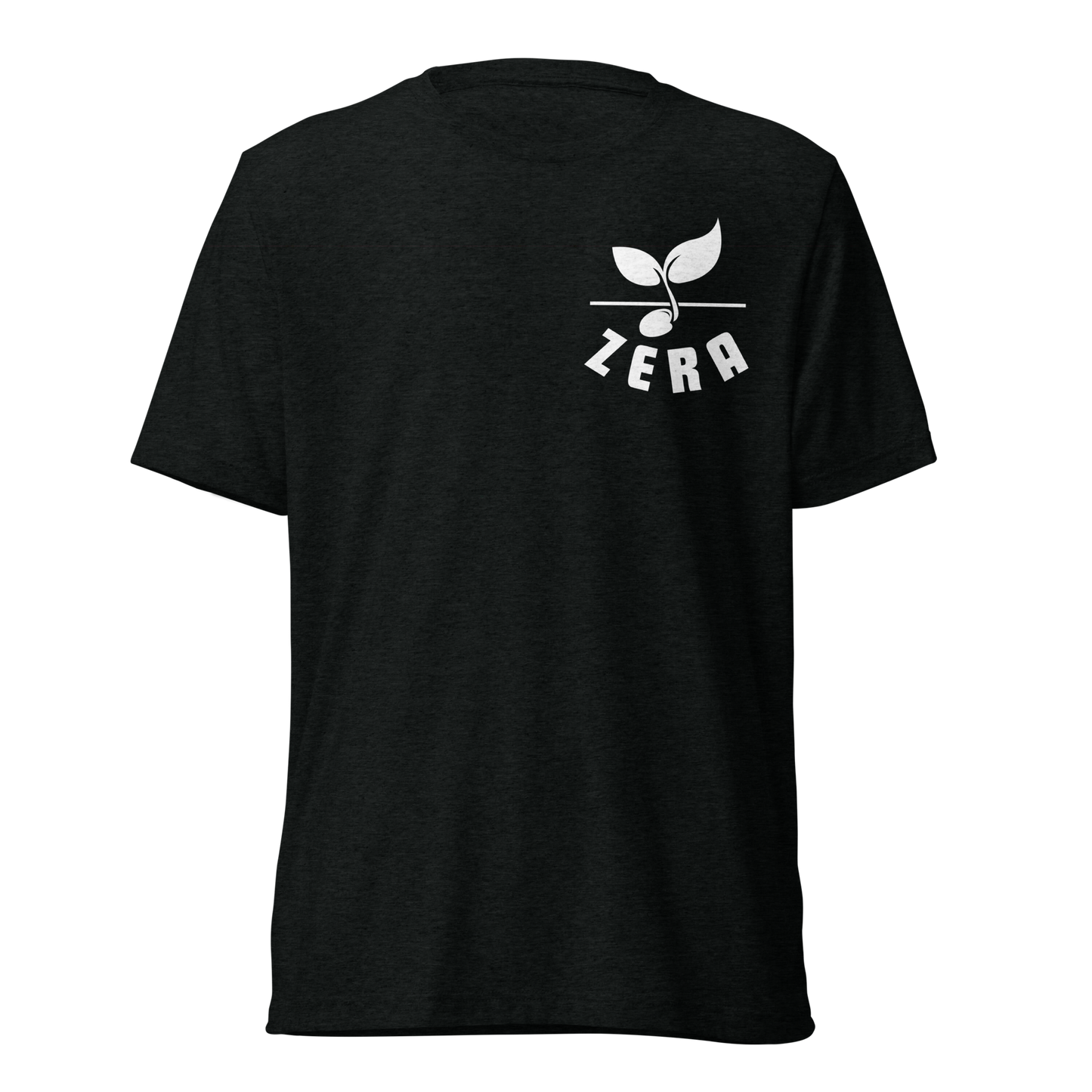 Terse Verse Christian Tee: Zera
Black t-shirt with white design/print on left chest that reads "Zera" and features a sprouting seed.
Men's Tee / Unisex
Mockup of front.